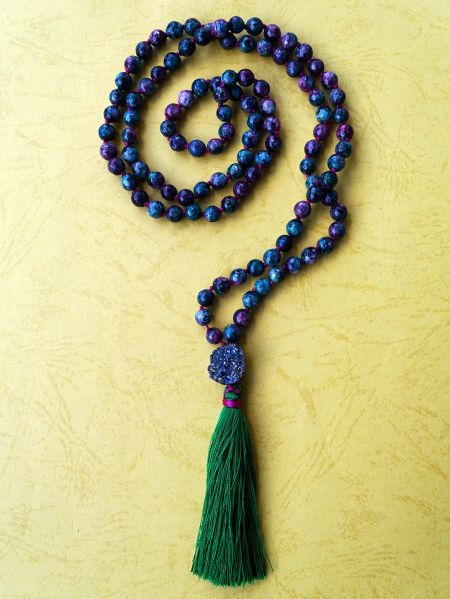Ruby Zoisite and Chalcopyrite Necklace - Traditional Style